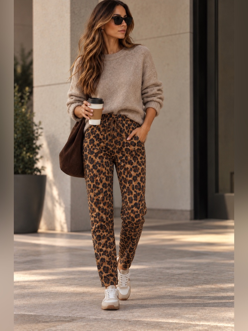 Les Demoiselles Sz 38/M Leopard Print Straight Leg Pants NWOT Luxe Animal Print
